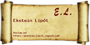 Ekstein Lipót névjegykártya